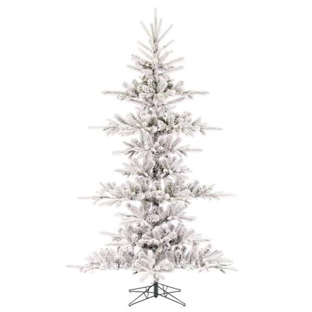 Vickerman G210375 7.5 ft. x 57 in. Flock Yukon Display Tree, Green & White - 791T Tips
