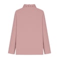 thumbnail image 4 of Craaazy Women's Relaxed Fit V Neck Blouse, Solid Color Long Sleeve Ruffle Accent Top, Loose Comfy Cotton Linen Tee for Work & Daily Wear Gifts, 4 of 6