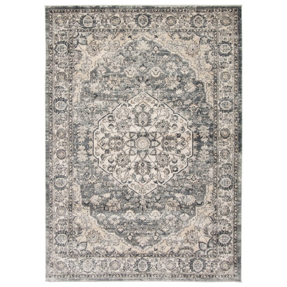 Oregon Tabriz Grey/Cream Polypropylene Rug 6'7" x 9'6"