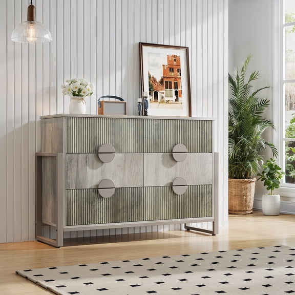 LGHM 6 Drawer Dresser, Chest of Drawers for Bedroom Living Room, Gray