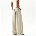 thumbnail image 4 of WRKEKC Joggers for Men Solid Drawstring Elastic Waist Curved Leg Pocket Trousers Loose Casual Sport Summer Breathable Lightweight, 4 of 6