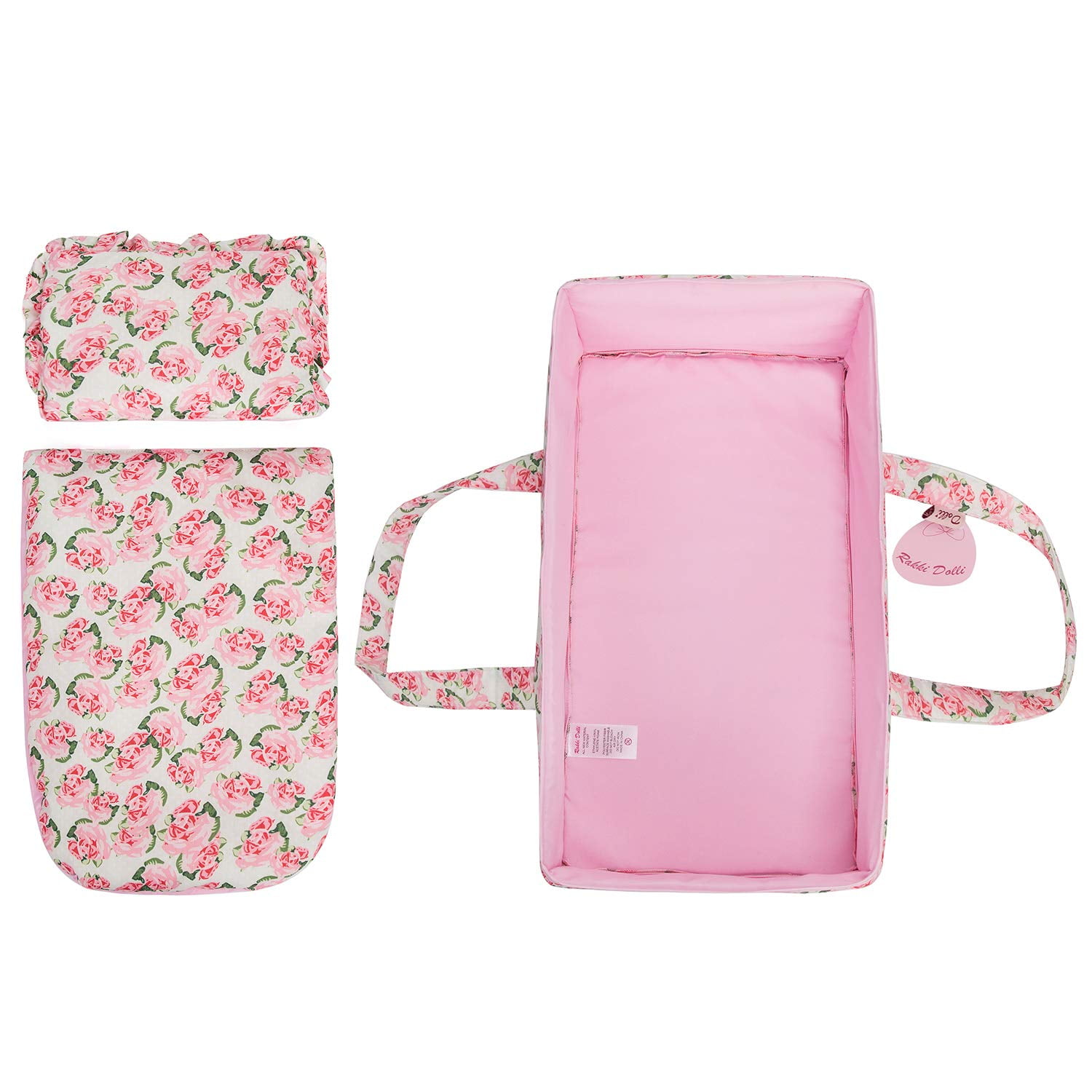 Rakki Dolli Soft Doll Carry Cot Set for 16 Inch Baby Doll & Smaller, 3