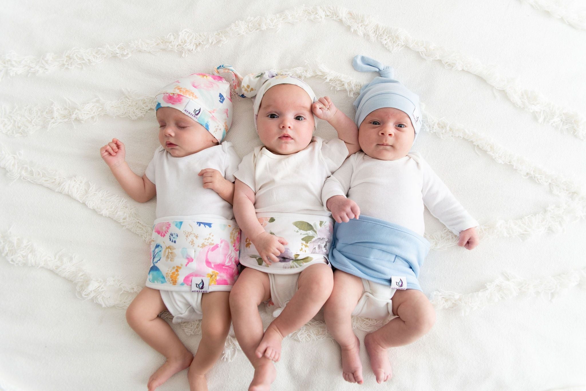 MEMEENO Belly Band for Colic & Gas Relief, Organic Cotton, Self-Warming for Fussy Newborn (Aquarelle)