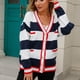 thumbnail image 2 of Moda mujer Casual cuello en V manga larga otoño suéter cárdigan blusa botón Pullver Tops Pompotops  hdfakjf11256, 2 of 9