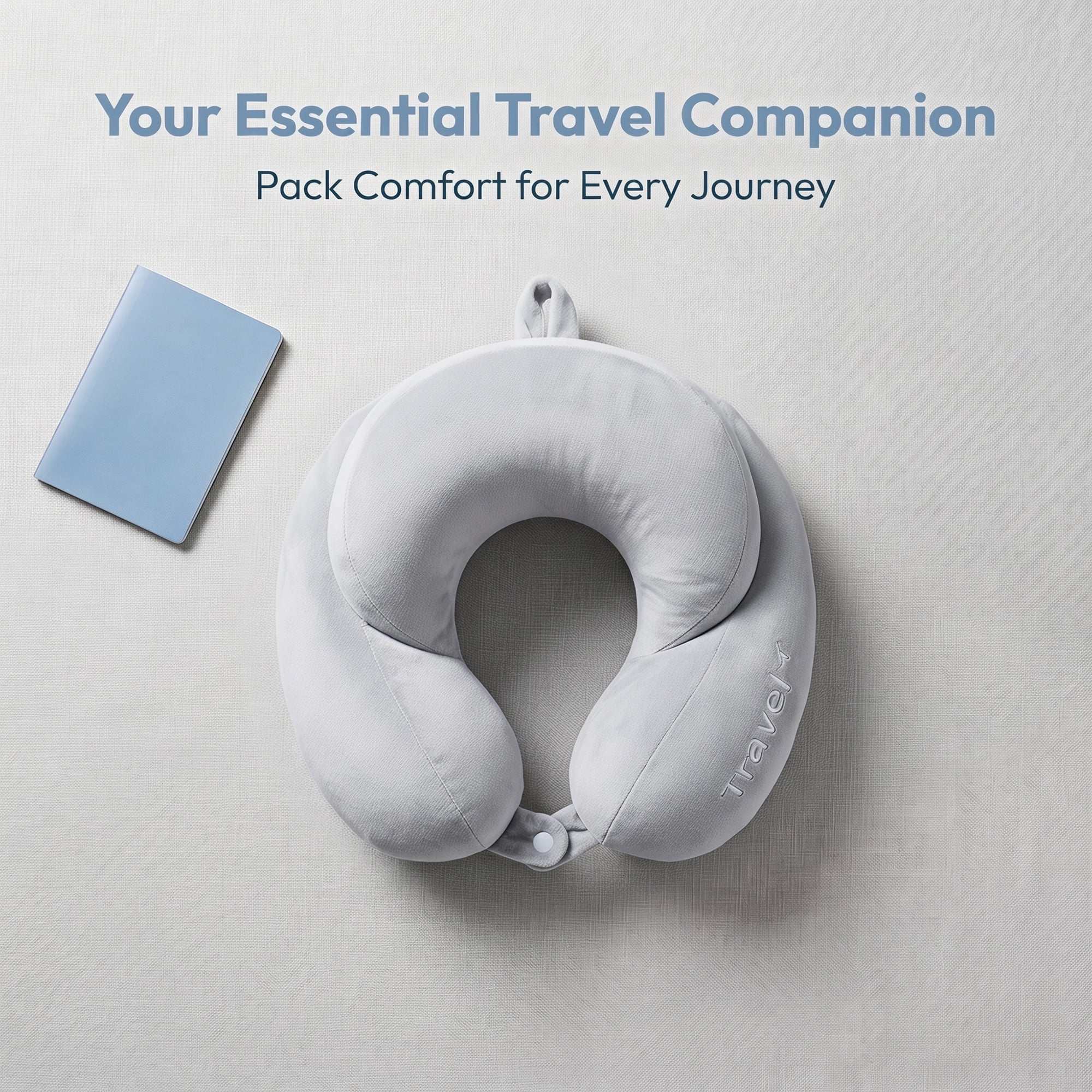 Unique Bargains PP Cotton Travel U Shape Neck Pillow for Airplane Light Gray 11"x11"