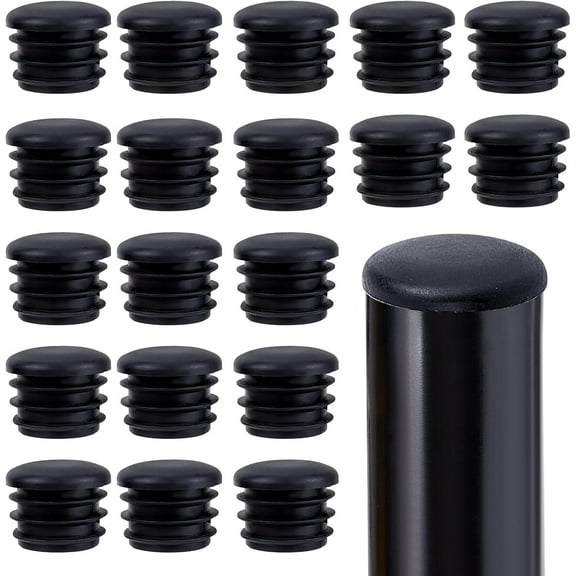 20 Pieces 1In Round Plastic Plugs Black End Caps Plug Pipe Tubing End Cap Chair Leg Inserts