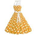 thumbnail image 4 of Elainilye Fashion Dresses for Women 2024 Casual Court Contrast High Collar Polka Dotted Large Dress Formal Dress,Yellow, 4 of 5