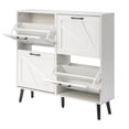 thumbnail image 2 of Ktaxon Shoe Cabinet with 4 Flip Drawers Farmhouse Shoe Storage Cabinet Organizer for Entryway, White, 2 of 17