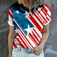 thumbnail image 3 of Blusa de manga corta informal con estampado de día de la independencia de cuello redondo de verano para mujer Fridja hjk5501, 3 of 5