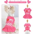 thumbnail image 3 of Dog Dress, Dog Clothes for Small Dogs Girl Cute I Love My Mom/Dad Pink Dog Dresses Breathable Pet Spring Summer Clothes Puppy Cat Outfits for Valentines Day, 3 of 5