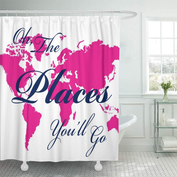 Cynlon The And Hot Pink World Map Places You Bathroom Decor Bath Shower Curtain 60x72 Inch Walmart Com Walmart Com