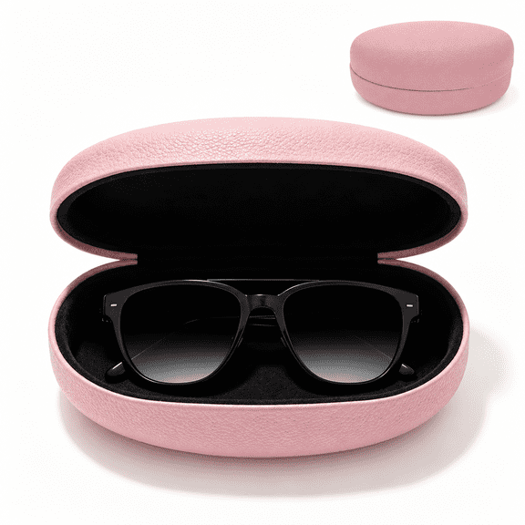 Hard Shell Sunglass Case – Large Protective Case for Oversized Sunglasses & Eyeglasses, Classic Travel Storage for Glasses (Pink)