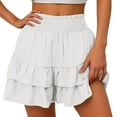 thumbnail image 4 of Charmgo Womens Shorts Casual Shorts for Women 2025 Summer High Waisted Ruffle Shorts Flowy Pleated Hem Casual Shorts Butterfly Shorts Women Summer Shorts for Women White S, 4 of 7