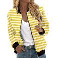thumbnail image 6 of biudgviw Fall Jackets for Women Trendy Long Sleeve Striped Printed Zipped up Tops Fashion Crewneck Hooded Outwear, 6 of 7