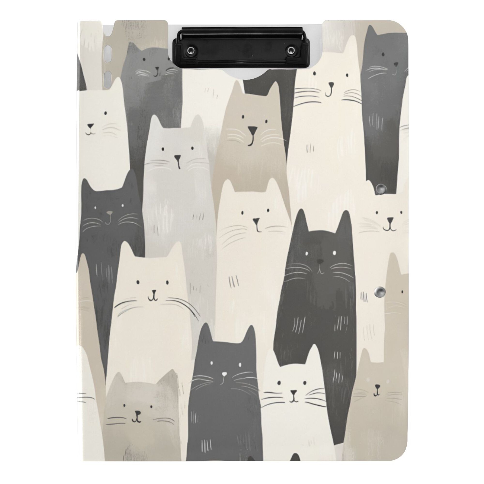 FORMRS A4 Clipboard Folder with Pen Holder Horizontal Foldable School Office Binder, White Cute Cats