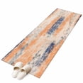 thumbnail image 2 of 2'x6' Rug Runners for Hallways Kitchen, Orange Blue Non Slip Entryway Beside Floor Carpet Runner, Minimalist Smear Abstract Art Painting Washable Laundry Room Bedroom Throw Rugs Mat for Family Pet, 2 of 8