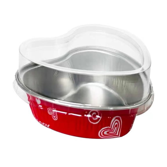 50 Pack Heart Shaped Cake Pans with Lids, 3.4oz Disposable Aluminum Foil Mini Cake Pans Cupcake Pans Flan Pan Dessert Baking Cup for Weddings Valentine Mother's Day Birthday Party Xmas