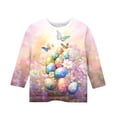 thumbnail image 3 of Uootdi Col Ras du Cou Panier de Pâques Oeufs T-Shirts à Manches 3/4 Imprimé Marguerites de Pâques Tenue Décontractée Quotidienne ( Pas pour Adulte) Cadeau, 3 of 9