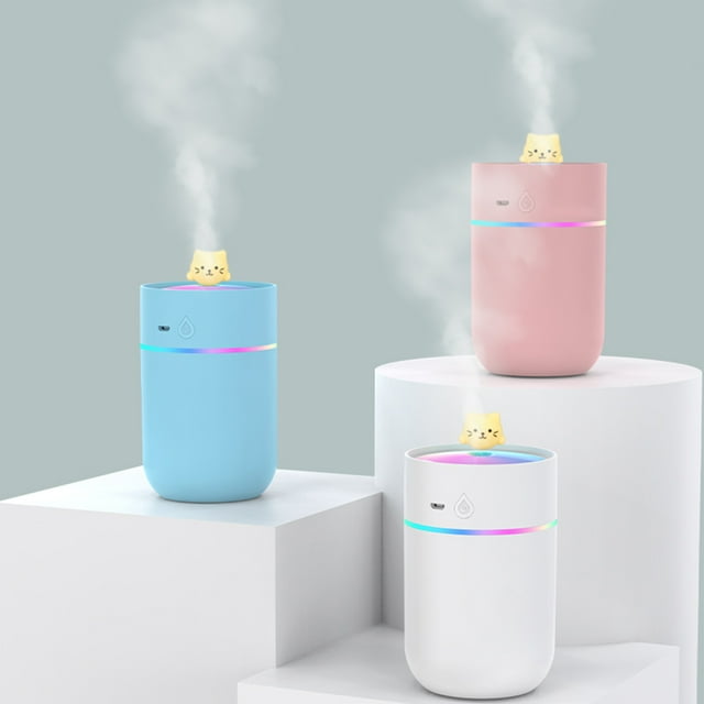 Portable Desk Humidifier, Cool Mist Evaporator, Ultrasonic Silent Operation, Colorful LED Night Light, Home Office Bedroom Room, 300ml Capacity, For Plants, Travel, Allergy Relief, Night Light, Air