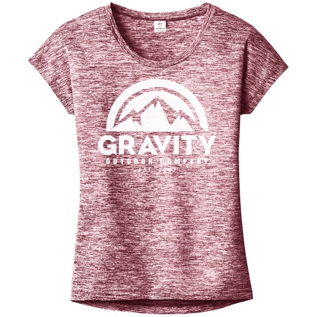 Camiseta para mujer de Gravity Outdoor Co. Posicharge Heather - Logo blanco - Maroon - 2XL Gravity Outdoor Co. Camiseta de manga corta
