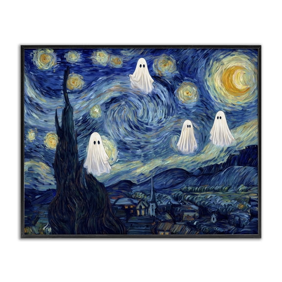 Classic Night Ghosties Black Framed Giclee Art, design by Arlington Prints