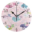 thumbnail image 4 of Colorful Cartoon Whales Beautiful Roses Leaves Round Wall Clock Silent Analog Battery Operated Gold Pointer Home Decor 9.84" Diameter, 4 of 11