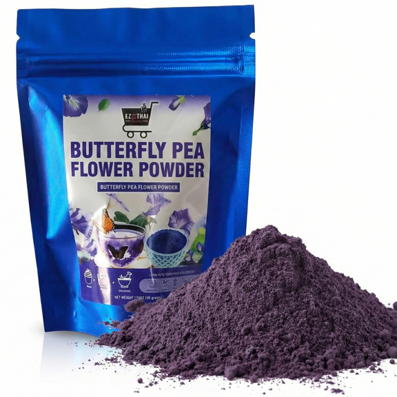 Pure Butterfly Pea Flower Powder 1.76oz (50g) | 100% Natural Blue Herbal Tea | Vibrant Color for Drinks & Food | Natural Food Coloring | Authentic Thai Local Farmer Origin