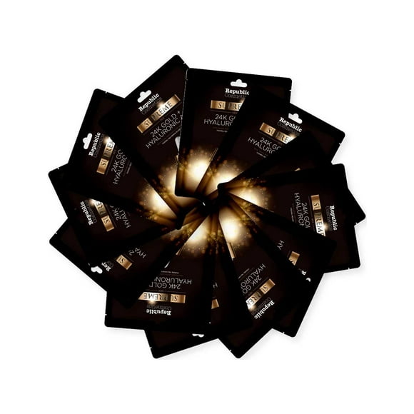 Republic Cosmetics Pack 12 Mascarillas Faciales 24K Ácido Hialurónico