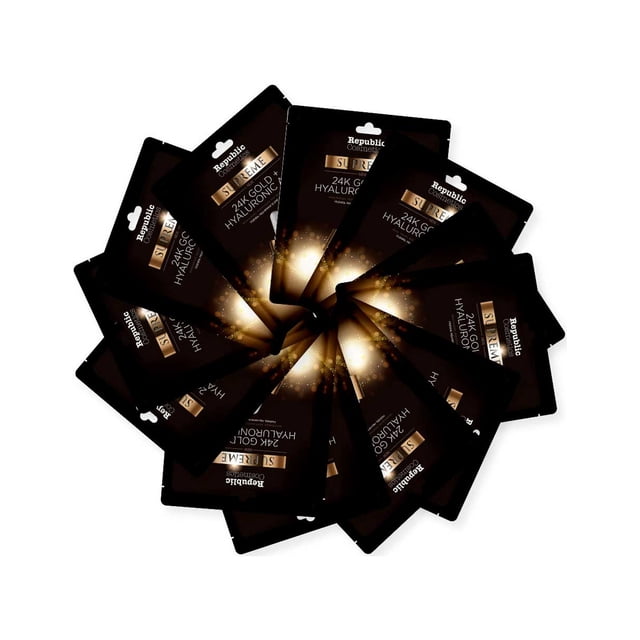 Republic Cosmetics Pack 12 Mascarillas Faciales 24K Ácido Hialurónico