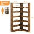 thumbnail image 6 of Memoryfield 6-Tier Corner Bookshelf, Tall Wooden Corner Bookcase with Baffles, Open Bookshelf L-Shaped Storage Display Rack, Bookcases Shelf Unit for Bedroom, Living Room, Brown, 6 of 7