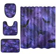 thumbnail image 2 of 4-Piece Bathroom Set with Waterproof Shower Curtain with Non-Slip Bath Mat, U-Shaped Mat & Toilet Lid Cover Bats in The Night Sky, 2 of 8