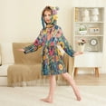 thumbnail image 4 of FORMRS Niños Bathrobe Unisex Hooded Robe Soft Plush Pajamas Sleepwear, Size 2-3T, Orange Colorful Flowers, 4 of 7