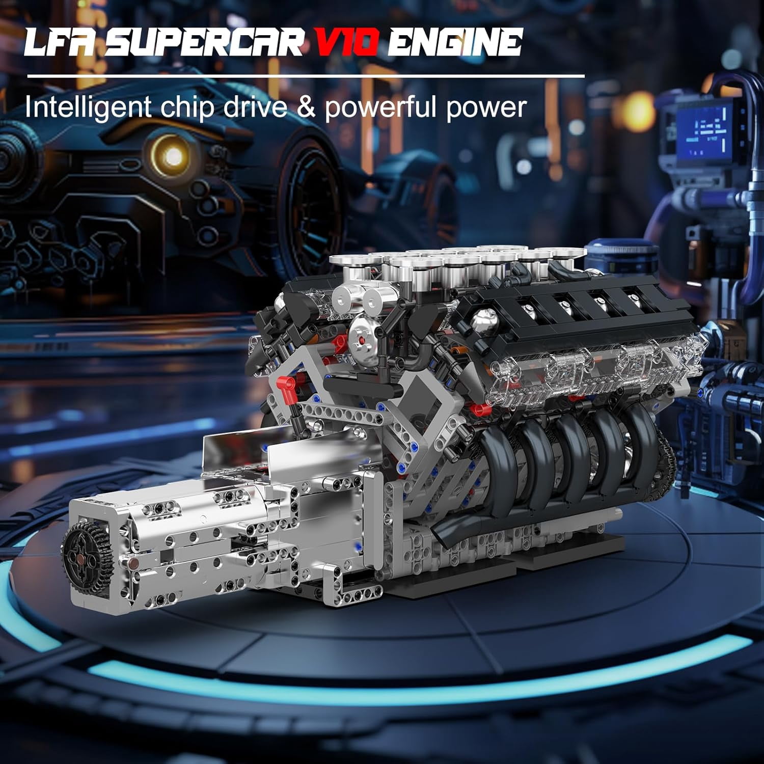 Engine Building Blocks Sets- Build Your Own STEM V10 Engine Model Kit, 10-Cylinder Car Engine Building Engineering Toys for Adults Collections Home or Office Décor (1834+PCS)