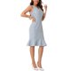 thumbnail image 4 of INSPIRE CHIC Vestido de Tweed sin mangas con escote en V y volantes, vestido ajustado tipo sirena M Blanco Azul, 4 of 6