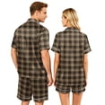 thumbnail image 6 of VV AVEORS Plaid Satin Matching Pajamas For Couples Silk Button Down Pjs Set Women & Men Short Sleeve Sleepwear 2 Pcs Loungewear Orange M, 6 of 6