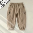 thumbnail image 2 of HXWCHs Boys Elastic Waist Sports Pants Durable Lightweight Outdoor Playground Trousers for Active Kids Age 3-10 Comfortable Running Joggers Khaki 4-5 Years, 2 of 6