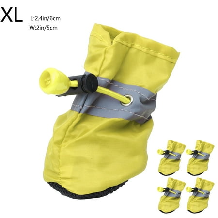FYTPOV 4pcs Dog Shoes for Small Dogs  Anti-Slip Dogs Boots Paw Protector  Puppy Booties with Reflective Straps  Cat Dog Shoes for Indoor Hardfloors  Yellow  XL