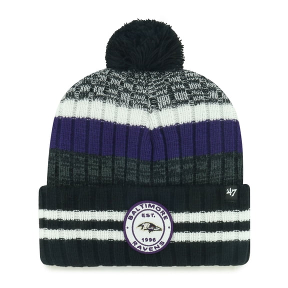 Men's '47 Baltimore Ravens Quiver Cuffed Knit Hat with Pom
