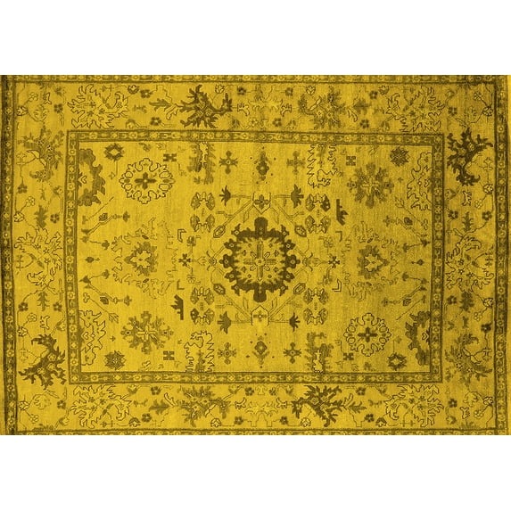 Ahgly Company Machine Washable Indoor Rectangle Oriental Yellow Industrial Area Rugs, 2' x 3'