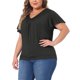 thumbnail image 4 of Agnes Orinda Blusa de Talla Grande para Mujeres con Cuello en V y Volantes, Camiseta de Manga Corta, Tops de Verano 2X Negro, 4 of 6