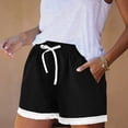 thumbnail image 4 of Women's Pajama Shorts Cotton Linen Lace Elastic Waist Sleep Shorts Stylish Lounge Shorts Casual Comfy Beach Sweat Shorts with Pockets Black L(L), 4 of 8