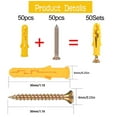 thumbnail image 2 of Plastic Drywall Wall Anchors and Screws Kit, 50Pcs Plastic Anchors and 50Pcs Flat Head Screws, for Wall Hanging and Mounting in Home Office, 6mmx30mm, 2 of 6