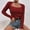 Red, variant on Babysbule Tops for Women Women Slim Casual Solid Long Sleeve Square Collar Base Shirts Warm Blouses Tops