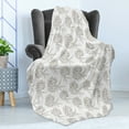 thumbnail image 4 of Floral Soft Flannel Fleece Blanket, Monochrome Background with Hand-Drawn Sketched Hydrangea Flowers Bouquet, Cozy Plush for Indoor and Outdoor Use, 50" x 60", Dark Brown and White, by Ambesonne, 4 of 5