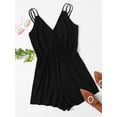thumbnail image 5 of Women's Leopard Print Wrap Spaghetti Strap Romper Cami Jumpsuit, 5 of 5