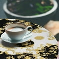 thumbnail image 3 of Ambesonne Victorian Fitted Round Tablecloth, Baroque Curlicue Floral, 36"- 40" Diameter, Mustard Black and White, 3 of 5
