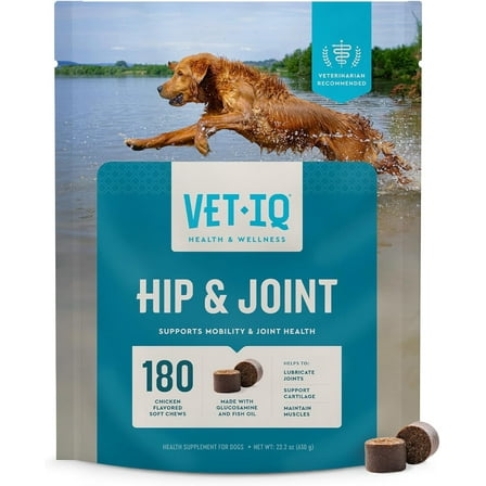 VetIQ Glucosamine Hip & Joint Supplement for Dogs, 180 Chicken Flavored Soft Chews