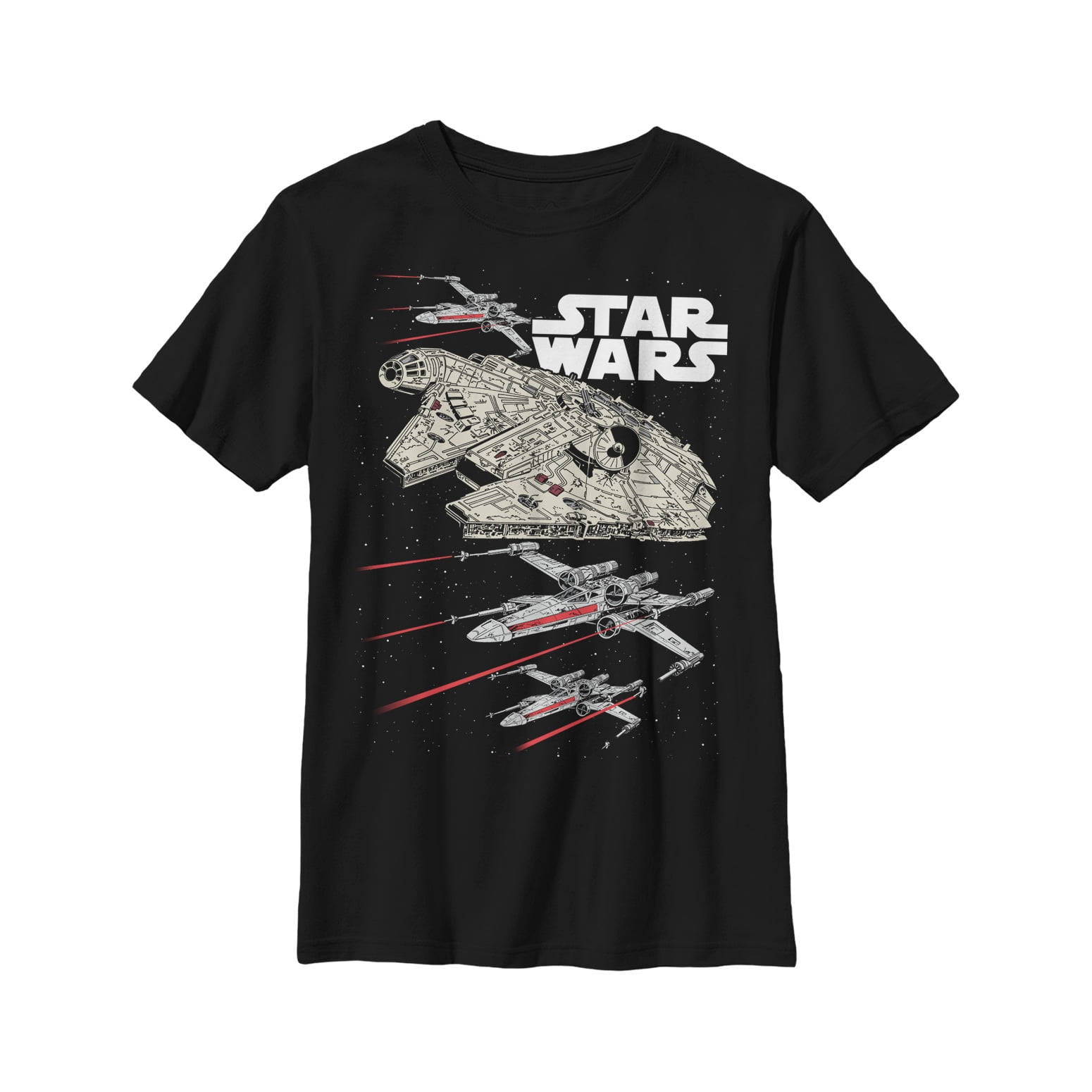 Boy's Star Wars Starship Battle  Graphic Tee Black X Small