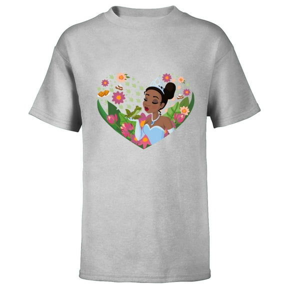 Disney Princess Tiana Heart Kiss - Short Sleeve T-Shirt for Kids – Customized-Athletic Heather