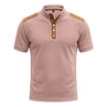 thumbnail image 5 of FUZHIQ Men's Stand Collar Short Sleeve Polo Shirts Slim Fit Contrast Shoulder Patch, Breathable Soft Multi Colors for Summer Business Casual Daily Wear,M, 5 of 5